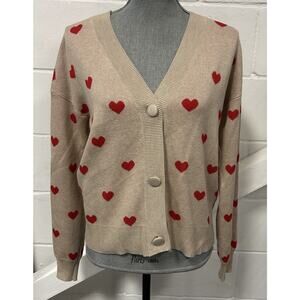 Malred Reunited Clothing Heart Print Knit Cardigan Sweater Woman’s size XS NEW